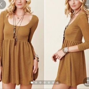 Free People Night Out Gold Sparkly Skater Mini Dress